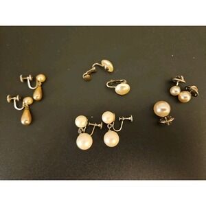 Vintage Lot of Faux‎ Pearl Earrings/Pins  / Marvella (507)